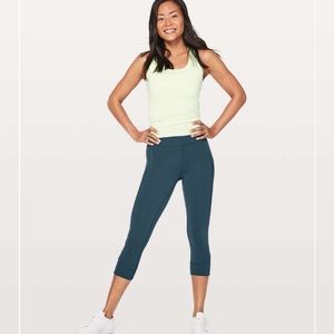 Lululemon In Movement Crop Leggings- Teal blue